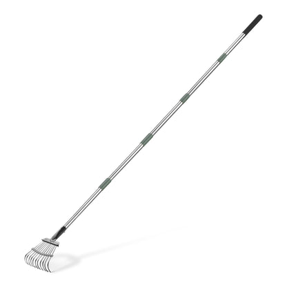 Amazon Basics - Garden Rake, 38.5" - 80.5" Adjustable Steel Handle, Black