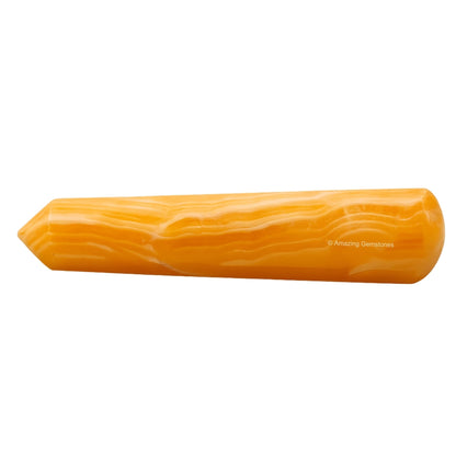 Yellow Calcite Crystal Wand Massage Stick - Pelvic Wand Gua Sha for Adults - Crystals and Healing Stones Massage Wands for Adults Gifts (Pointed)