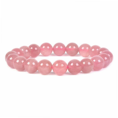 Justinstones Madagascar Rose Quartz Natural Gemstone Crystals Chakra Beads Bracelet Crystal Healing 10mm Round Stretchable Bracelet for Her Gift