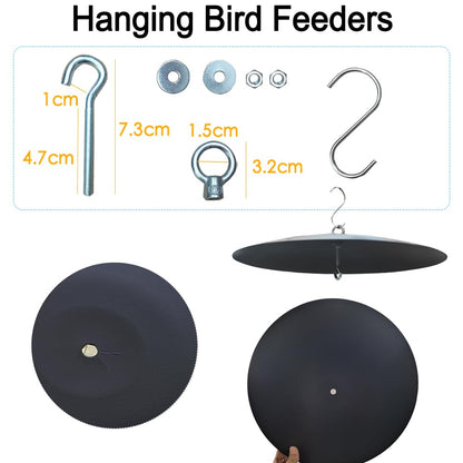 Bird Feeder Baffle, Guard for Bird Houses,13 inch Metal Hanging Baffle Weather Guard Cover for Outside Black