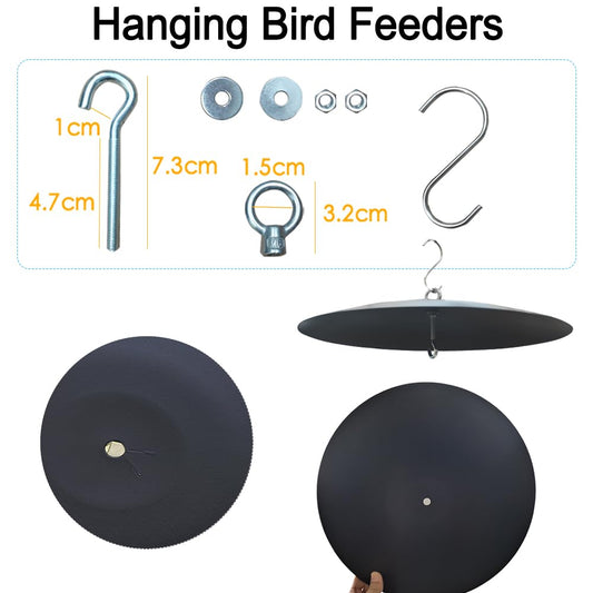 Bird Feeder Baffle, Guard for Bird Houses,13 inch Metal Hanging Baffle Weather Guard Cover for Outside Black