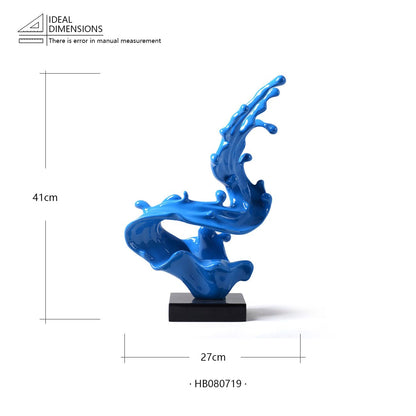 HAUCOZE Modern Sculpture Decor Abstract Sea Wave Figurine Home Art Table Centerpiece Gift for Bedroom Living Room Polyresin 16.1 Inch