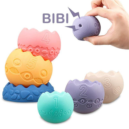 Baby Sensory Balls Teething Toys 6 9 12 18 Months Soft Building Blocks Toddlers Montessori Fine Motor Skills Stacking Ring Infant Boys Girls Easter Basket Stuffers Gifts One 1 2 3 Year Old