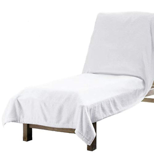Sferra Santino Luxury Lounge Chair Cover 42" x 86" - 100% Turkish Cotton, 510 GSM Solid Color Towel for Pool or Beach Chairs with Fitted Elastic Pocket - Super Absorbent and Quick Dry - White