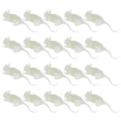 Totority Halloween Luminous Glow-in-the-Dark Mouse Toy 20Pcs Realistic Fake Mice for Halloween Party Pranks and Decorations Plastic 3.22 Inch