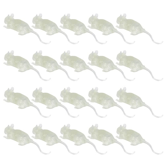 Totority Halloween Luminous Glow-in-the-Dark Mouse Toy 20Pcs Realistic Fake Mice for Halloween Party Pranks and Decorations Plastic 3.22 Inch