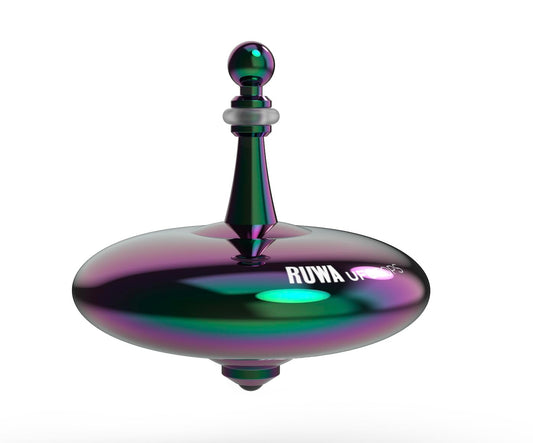 Plexity Labs UFO Tops Ruwa - Metal Spinning Fidget Toy Top - Inspired by The 1994 USS Ruwa, Zimbabwe UFO Incident - Psychedelic Stainless Steel