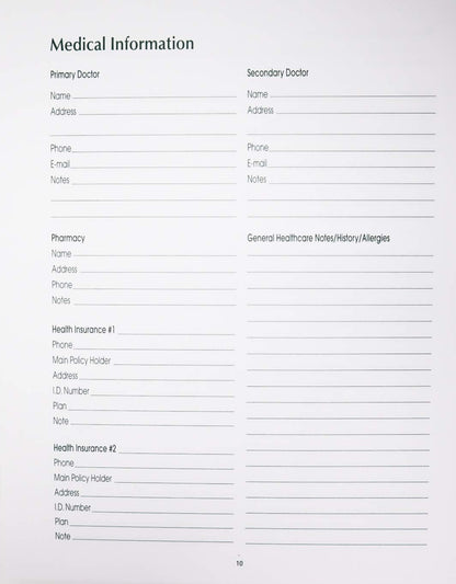 The Essential Information Organizer - All Of Your Critical Household and Financial Information In One Place - Spiral Bound 10x8