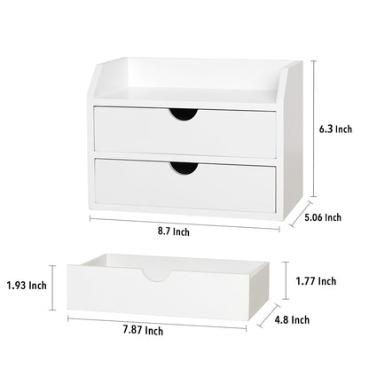 ZGZD Wooden Organizer Mini Desk Drawer Tabletop Office Supplies Desk Accessories for Office or Home (2 Drawers)