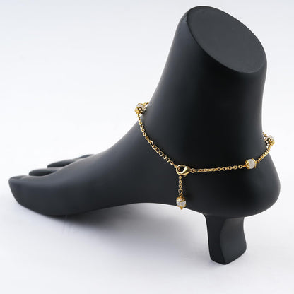 JEWEL OF ROCKS Trendsetting ROSE QUARTZ Anklet, Handmade Craft, Anklet Beads Bracelet, Chakra Healing Anklet, Gemstone Women Jewelry, Hypoallergenic Gold Plated Brass Anklet 9 inch + 1.5 inch (1pcs)