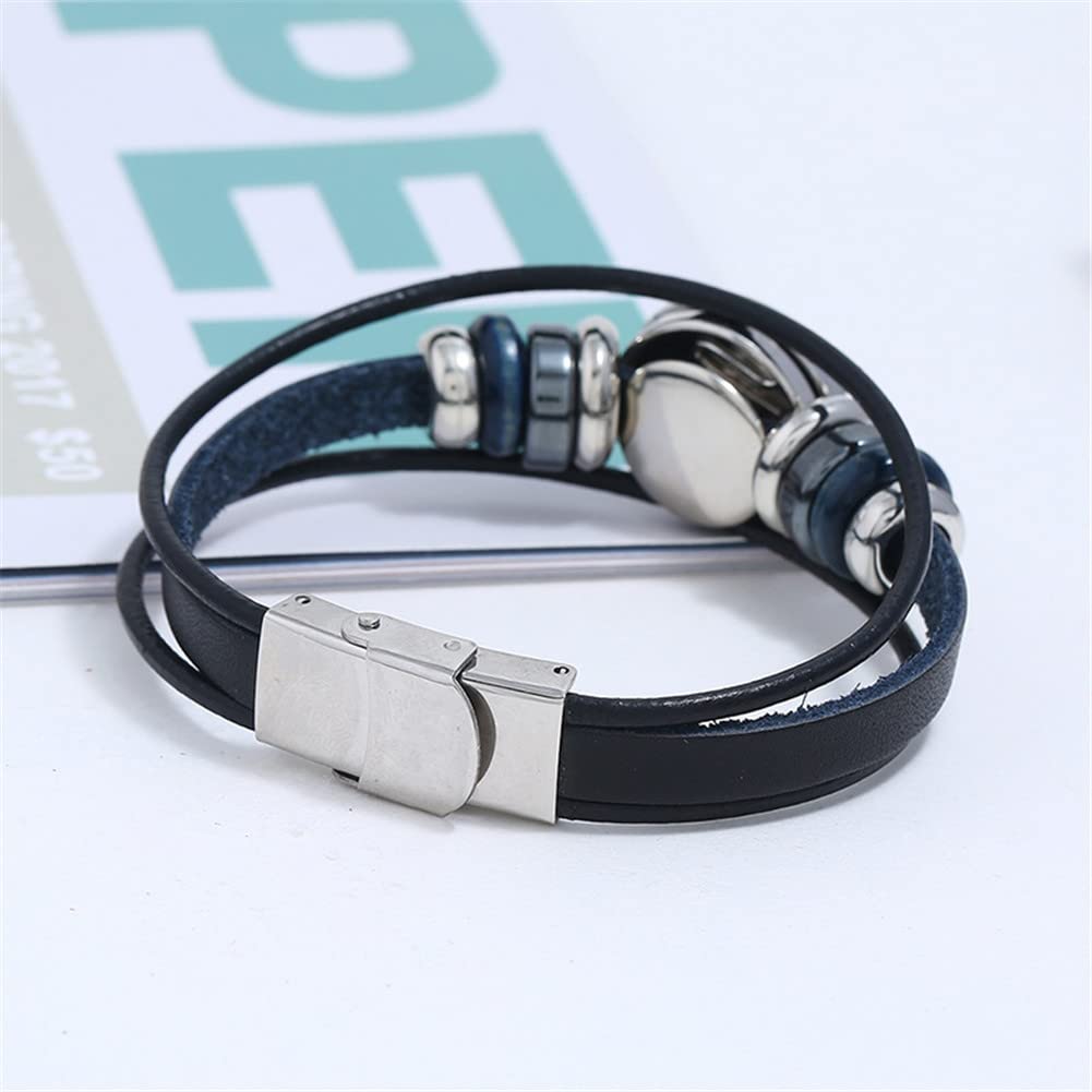 Zodiac Constellation Leo Bracelet Handmade Woven Multilayer Zodiac Sign Leather Wrap Bracelet Wristband for Women Men Jewelry Gift 2Pcs Set