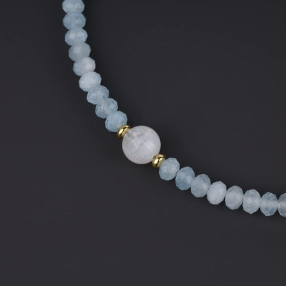 COAI Aquamarine Bracelet Women's Birthstone Bracelet Blue Crystal Bracelet for Women