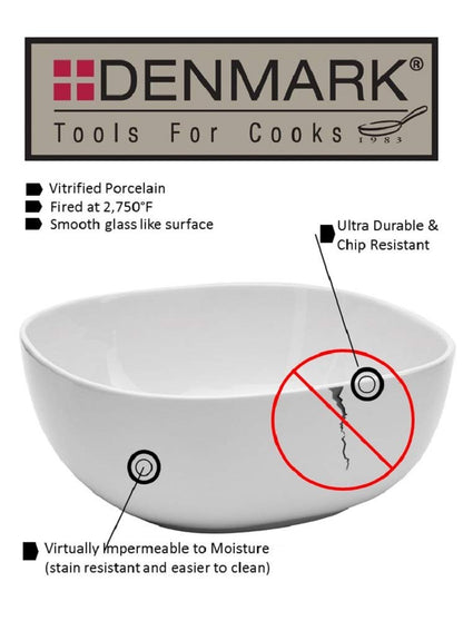 Denmark White Porcelain Chip Resistant Scratch Resistant Commercial Grade Serveware, 3 Piece Serving Bowl Set