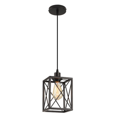 CAFULAM Black Pendant Lighting Modern Pendant Light, Adjustable Pendant Light Fixture,Pendant Lights Kitchen IslandLight (1 Pack Square Pendant Light)