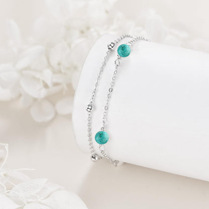 CRMAD Turquoise Bracelet for Women Sterling Silver Beach Jewelry Gift for Women (turquoise, bracelet 7+2'')