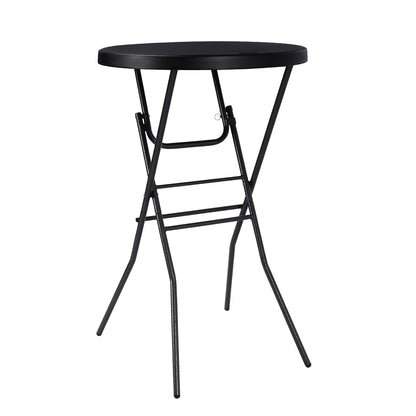 pollilar Cocktail Table 28in Portable Folding Bar Height Table, Compact Round High Top Plastic & Steel Bistro with Removable Legs, Indoor Outdoor RV Patio Catering Parties Commercial Events-Black