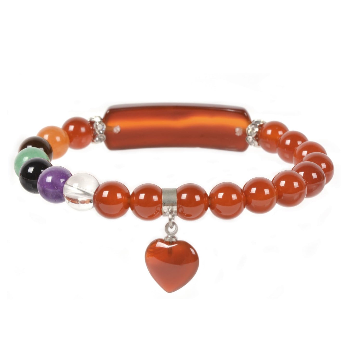 Justinstones Red Agate Natural Healing Stone Bracelet 8mm Beads Chakra Crystal Energy Heart Charm Bracelet Love Friendship Anxiety Crystal Healing Stone Chakra Bracelet