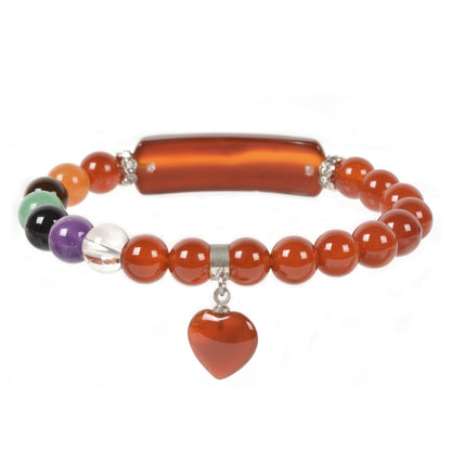 Justinstones Red Agate Natural Healing Stone Bracelet 8mm Beads Chakra Crystal Energy Heart Charm Bracelet Love Friendship Anxiety Crystal Healing Stone Chakra Bracelet