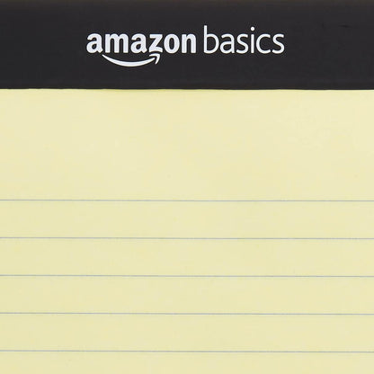 Amazon Basics Wide Ruled Lined Writing Pads, 8.5" x 11.75", Canary, 12-Pack of 50 Perforated Sheets, Sturdy Backing