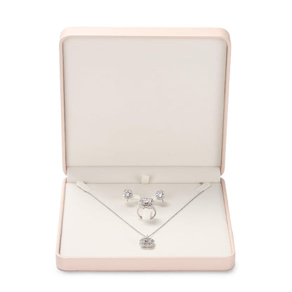 Oirlv Luxury Leather Jewelry Set Box Big Necklace Ring Storage Case Jewelry Gift Box for Bracelet Necklace Earring Ring (Pink)