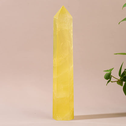 WUYOUSHI Large Natural Citrine Healing Crystal Wand 7.08-7.87" Natural Crystal Tower 6 Faceted Chakra Crystal Point Meditation Therapy Reiki Energy Stone Home Decor Collection Gift