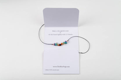 The Blue Yogi Chakra Balance Crystal Bracelet with Natural Gemstone Chips & Copper, Reiki Infused Unisex Yoga Wish Band with Tie Closure