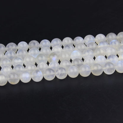 MJDCB Natural Round Stone Beads 6mm Blue Moonstone Loose Gemstone Beads for Jewelry Making Bracelet Necklace 60pcs