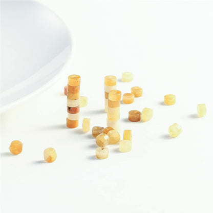 Natural Yellow Jade Stone Spacer Beads 6x3mm 38cm/str Flat Round Loose Semi Gemstone Caps for Making Bracelets Necklace