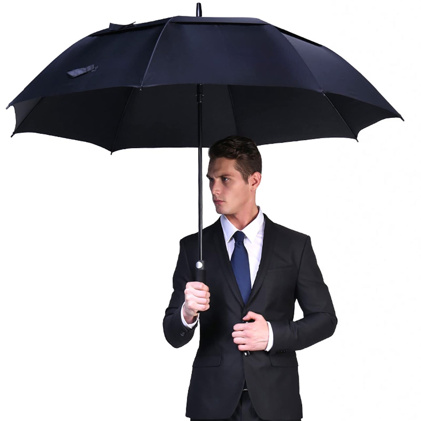 G4Free 47/54/62/68/72 Inch Automatic Open Golf Umbrella Extra Large Oversize Double Canopy Vented Windproof Waterproof Stick Umbrellas (Black)