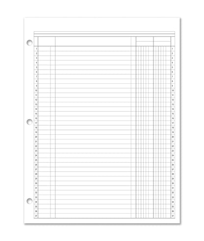 BookFactory 2 Column Ledger Sheets/Account Loose Paper/Accounting Paper (Two Columns Columnar Sheet Format) - 3 Hole Punched Loose Leaf Sheets, 50 Pgs, 8.5'' x 11'' (Made in USA)