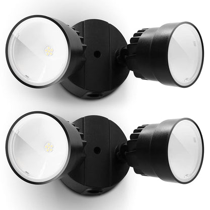 LUTEC 2 Packs P6221B 2000 Lumen 18 Watt 28 LED Dual-Head Flood Light Outdoor, Waterproof Exterior Security Wall Light for Patio, Garden,Yard-Black