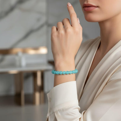 The Vida Handmade AAA+ Quality Crystal Stretch Elastic Bracelet - Nature Gemstone - Crystal of Amazonite 8mm - Jewelry Gift - Holiday Gift - For Women & Men