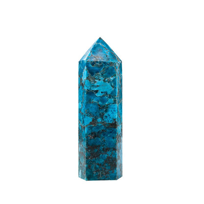 Runyangshi Large Blue Apatite Natural Healing Crystal Wand 4.72"-5" Crystals Tower 6 Faceted Single Point Crystal Prism Wand Natural Stones for Meditation Reiki Chakra Therapy Home Decor Gift