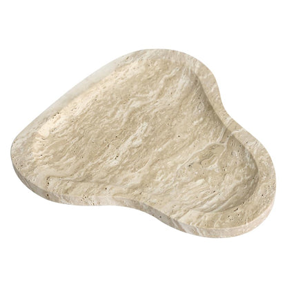Yfstone Natural Marble Oval Jewelry Dish, Trinket Tray for Ring & Earring Holder, Vanity/Nightstand Decor with Unique Natural Veins, Gift for Women/Mom/Daughter