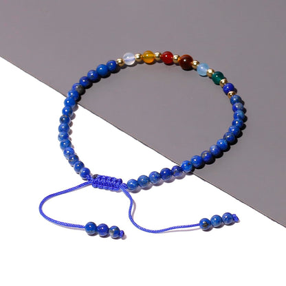 Jewever 7 Chakra Bracelets for Women Real Stone Lucky Rope Crystal Bead Bracelet Crystals and Healing Stones Jewelry Birthday Gifts (lapis lazuli)