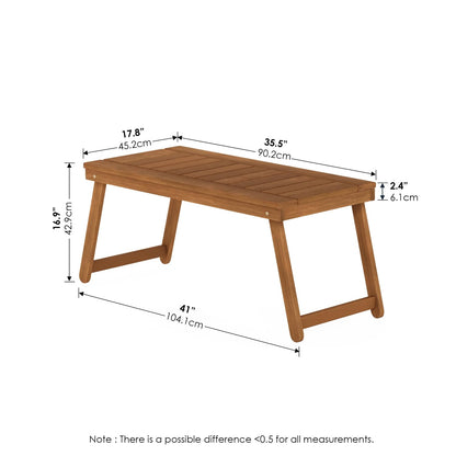 Furinno DALAM Patio Table, Folding Outdoor Side Table with Slatted Tabletop, Coffee Table, for Indoor, Balcony, Patio, Garden, Porch, Natural