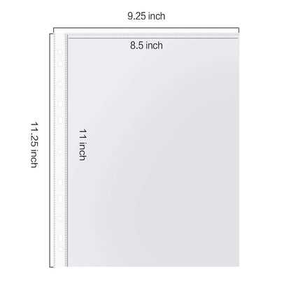 Sheet Protectors, PANDRI 600 Pack Clear Heavy Duty Plastic Page Protectors Sheet Reinforced 11-Hole Fit for 3 Ring Binder Fits Standard 8.5 x 11 Paper, 9.25 x 11.25 Top Loaded, Excluding Acid