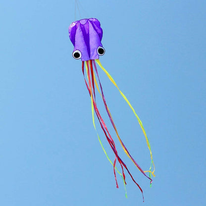 Winterworm Set of 4 Large 157.5" High Cartoon Big Round Eyes Octopus Kites with Colorful Ribbon and Kite Board with 98.4 Foot String for Kids Toy Enjoy Parent-Child Time Beach Park Outdoor