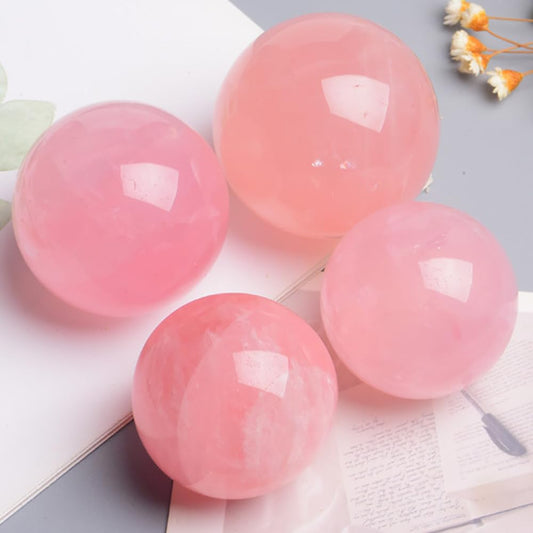 4-5CM/1.58-1.97inch Natural Pink Crystal Ball Labradorite Sphere Moonstone Stone Crafts Polished Decorative Sphere Reiking Healing Crystals Ball Stone Fengshui Home Decoration (40-50mm, Pink Crystal)