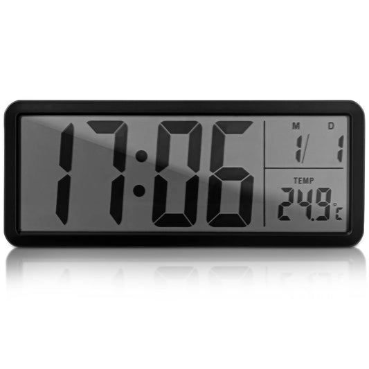 Healifty Digital Wall Clock Battery Operated: LED Electronic Desk Clocks with Large Display Date Temperature, Modern Alarm Timer for Living Room Bedroom Decor