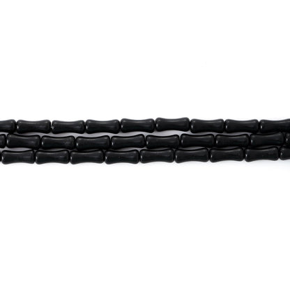 5x12mm Natural Black Agate Stone Bamboo Shape Gem Healing Energy Loose Spacer Beads for DIY Necklace Bracelet Earring
