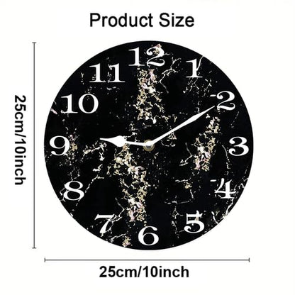 Houseuse Black Marble Wall Clock Modern Stylish Clock for Living Room, Battery Operated Easy to Read Bedroom, Bathroom and Kitchen Housewarming Seasonal Shop Hotel Round 10"