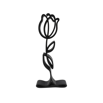 Nexus Box Rose Sculpture â€“ Minimalist Decorative Figurine for Home, Shelf, and Gift Use | Freestanding Collectible Accent for All Occasions (Rose Bud Matte Black)