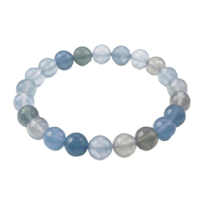 Kryllite Crystal Bracelets, Bracelet for Women, Nature Aquamarine Crystal Stretch Elastic Bracelet, Nature Gemstone-8mm, Healing Stone Bracelets, Blue Jewelry Gifts for Women, Holiday