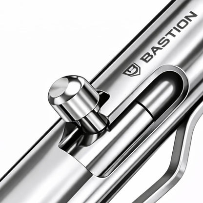BASTION Luxury Executive Bolt-Action Ballpoint Pen for Men & Women | Ink Refillable Retractable Office Business Writing Pen | Glass Breaker Metal Self-Defense EDC (Stainless Steel)