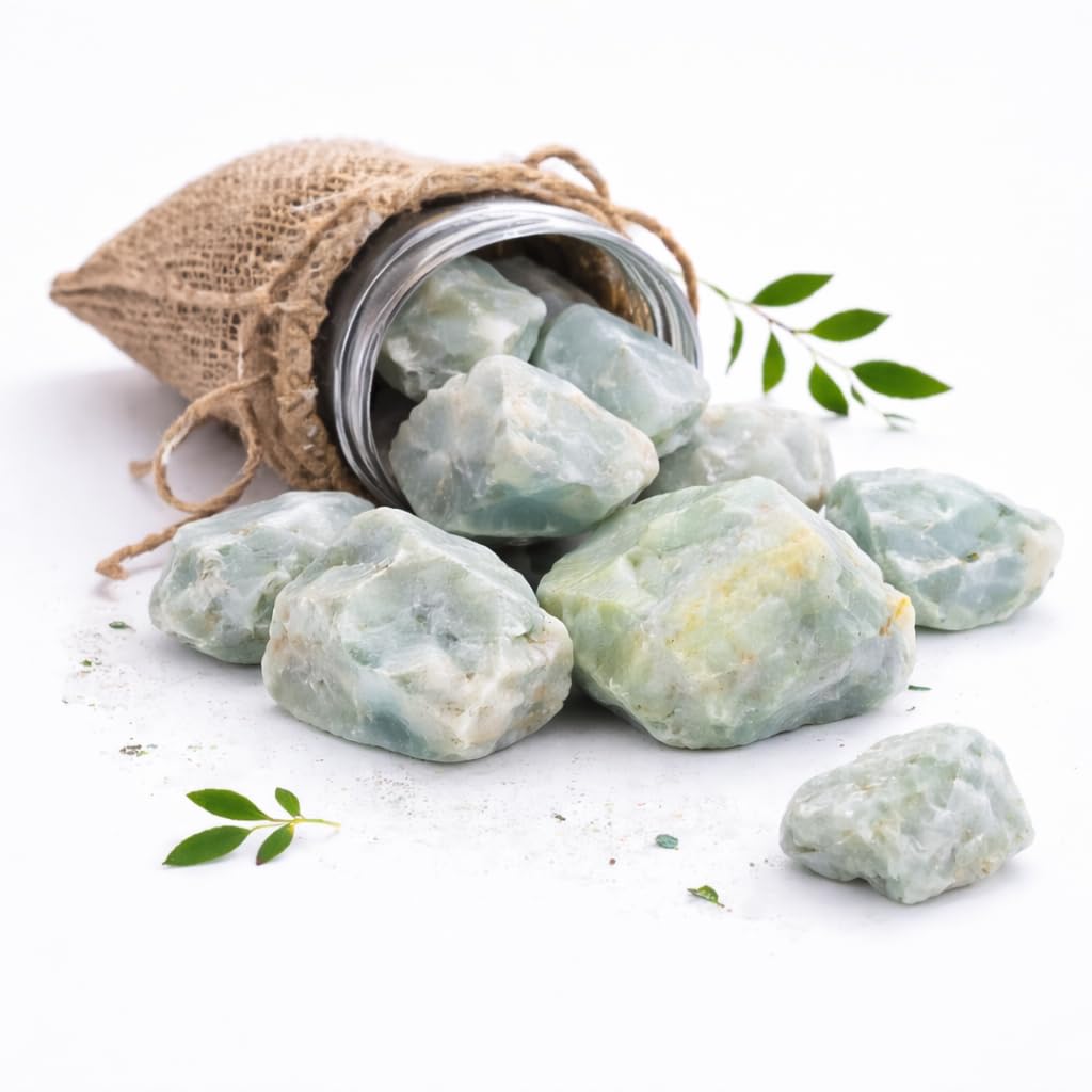 Crocon 1/4 LB Aquamarine Rough Bulk Natural Stone Raw Gemstone Tumbling Cabbing PolishingMining Chakra Balancing Reiki Healing Good Luck Home Office Decor