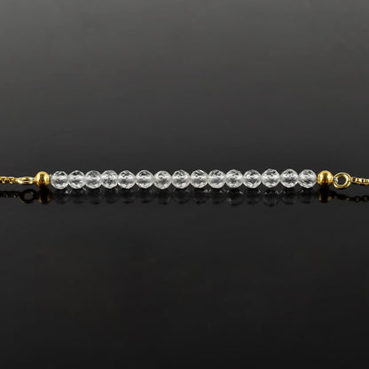 InfinityGemsArt White Topaz Bracelets For Women, November Birthstone Jewelry, Dainty Beads Beaded Stone Bolo Slider, Crystals Gemstones, 14K Gold Plated Adjustable Chain, Valentines Day Gifts For Her