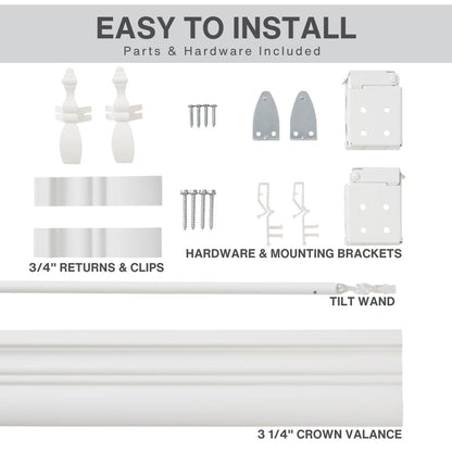 Lotus & Windoware Cordless, 2 Inch Faux Wood Blind, 34" Wide x 60" Long, Window Blinds, Blinds & Shades, Blinds for Indoor Windows, Embossed, Bright White