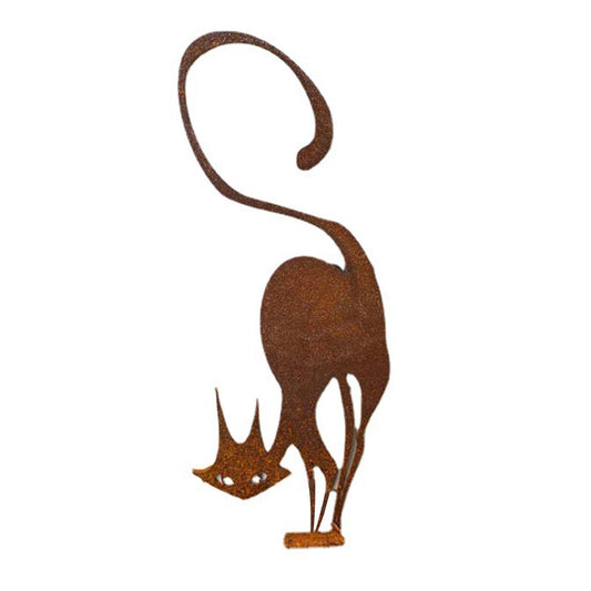 XuYelora Retro Rust Metal Cat Fence Topper Decor, Outdoor Decor Rust Cat Iron Branch Art Craft Yard Garden Ornament Fence Topper, Cute Metal Craft Animal Garden Silhouettes(Size:15.75 x 6.69inch)
