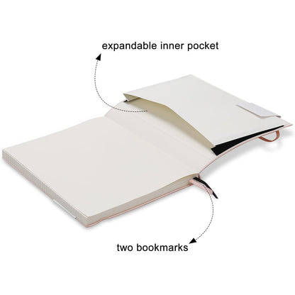 Wiisdatek B5 College Ruled Notebooks - 2 Pack B5 Large Journal Notebooks with 376 Numbered Pages,100gsm Thick Lined Paper,Soft PU Leather Cover,7.6 X 10 inch(PINK)